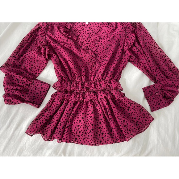 Misa Los Angeles Daphne Star Blouse Size S Boho Ruffle Chiffon Peasant Top - Picture 5 of 8
